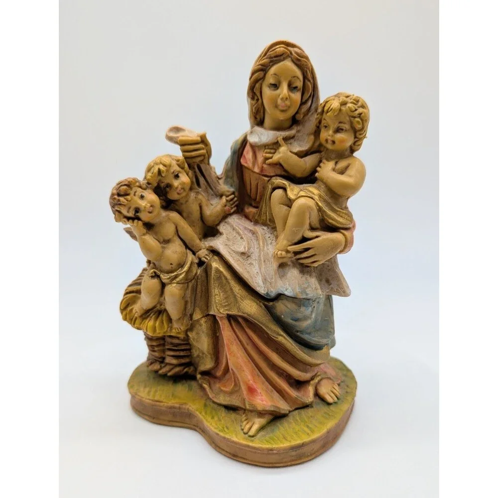 Italy Fontanini ? Figure Mother Child Cherubs Mary Figurine 5.5